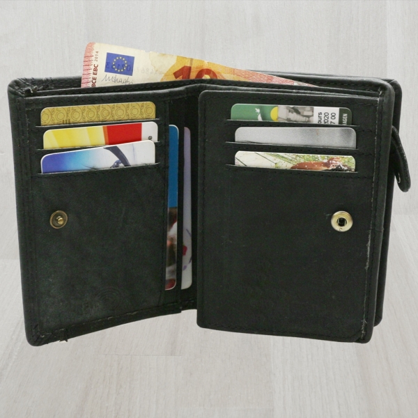 flevado Geldbörse Unisex Damen Herren Echt Leder RFID Schutz Schwarz